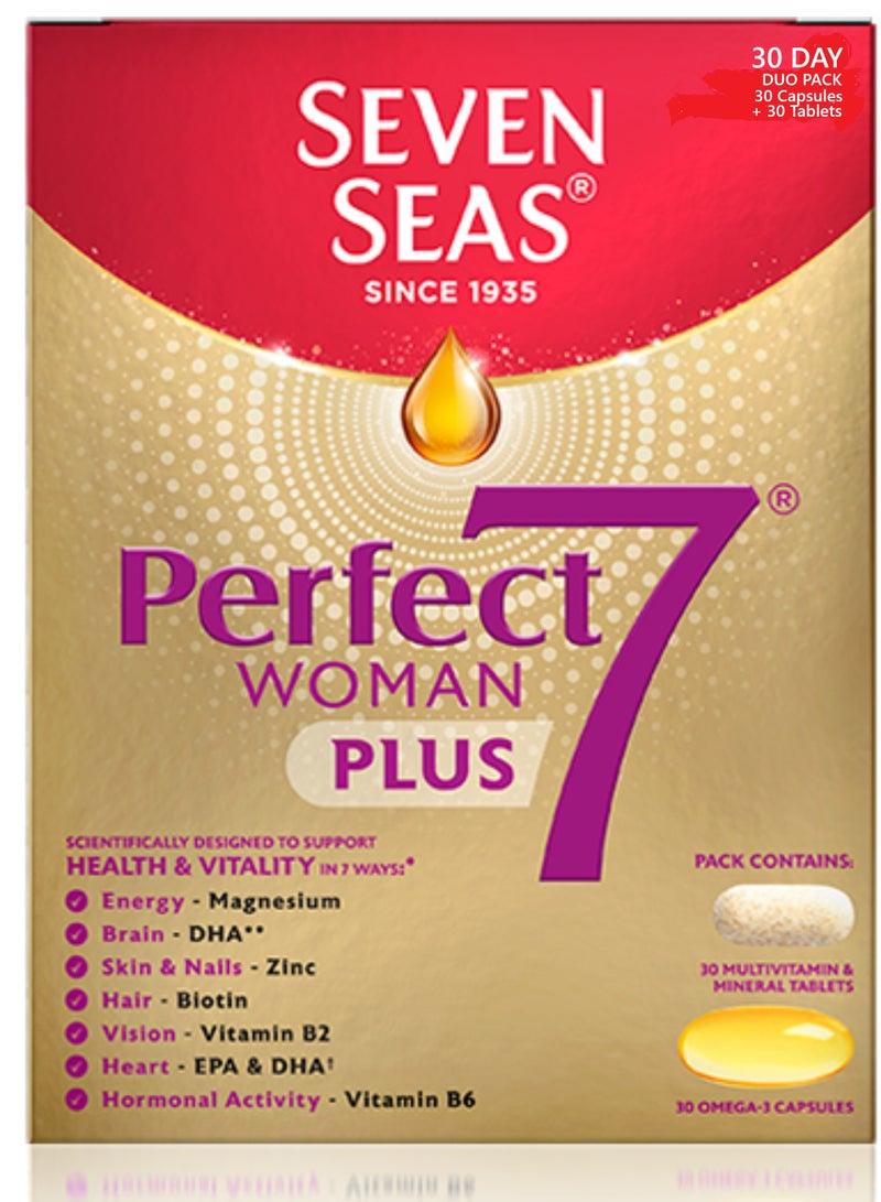 Sevenseas بريفكت7 للنساء، 30 قرص متعدد الفيتامينات + 30 كبسولة أوميغا-3 - Image 1