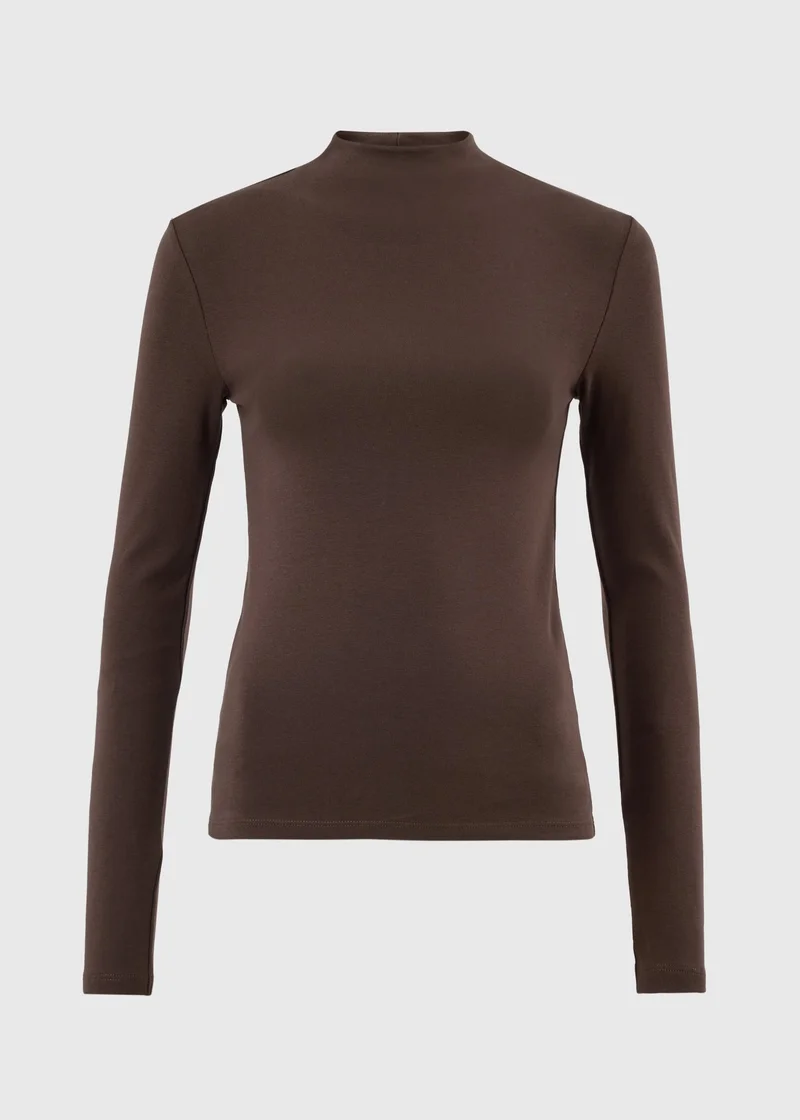 ماتلان Chocolate Brown Funnel Neck Top