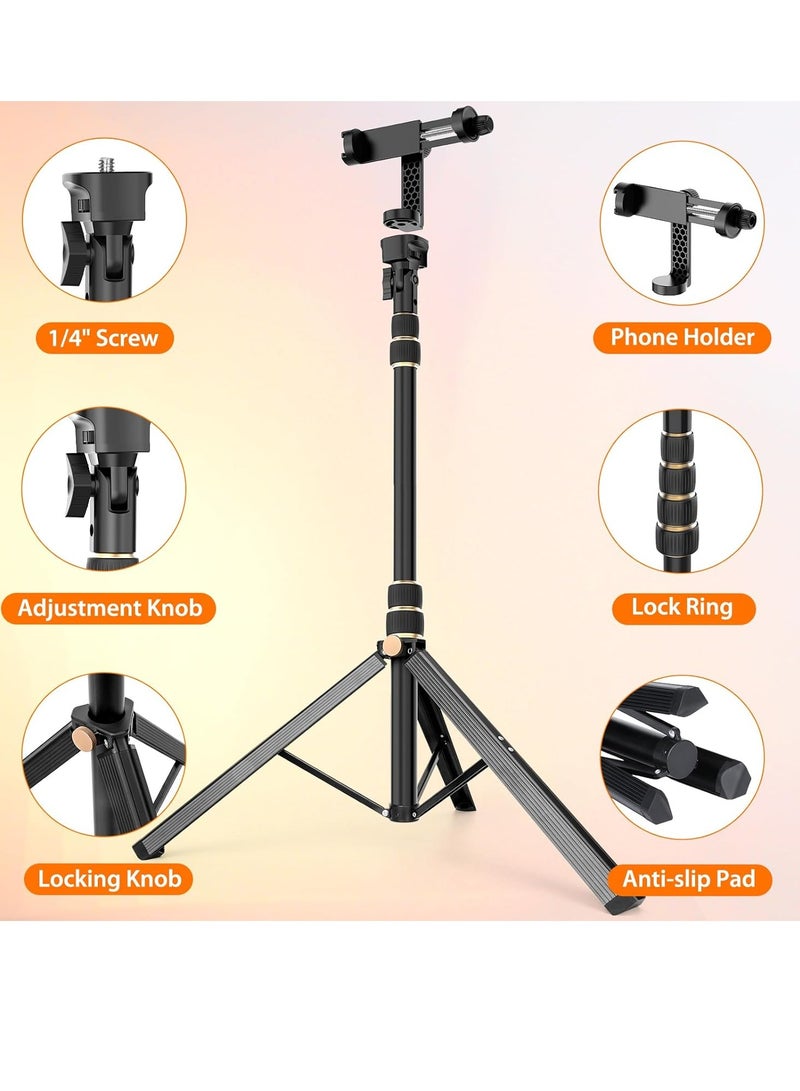 170 cm tripod for iPhone, extendable phone holder with remote control and 360-degree rotating phone holder, sturdy aluminum selfie stick with wide legs and thicker tube, golden handle locks  - Image 2