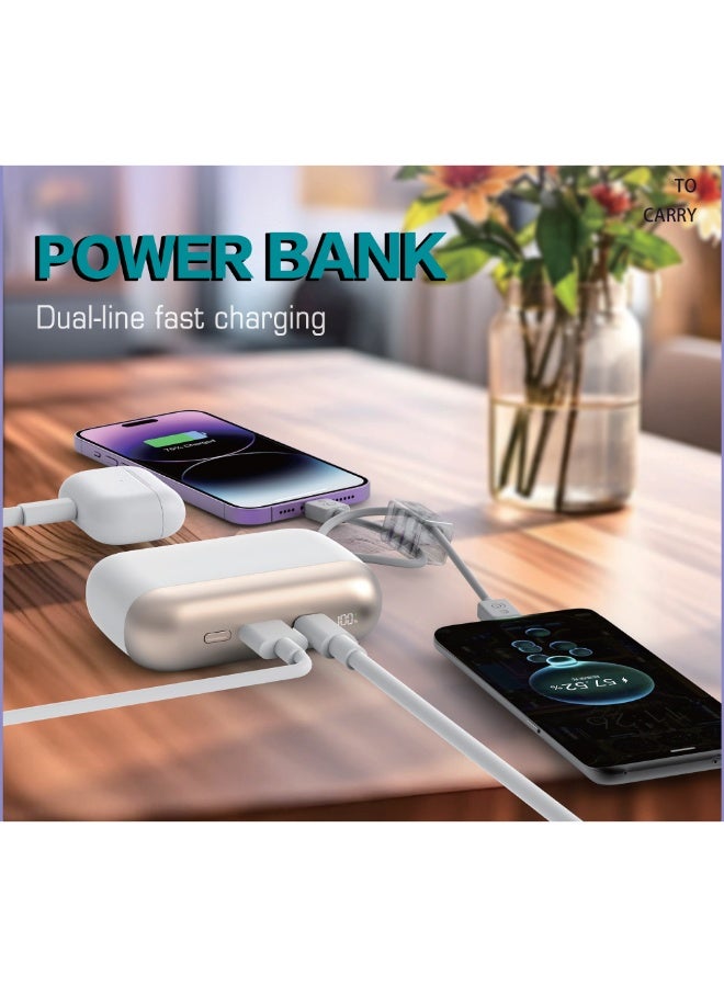 AVOO Portable Power Bank 10000mAh Fast Charging 22.5W PD with Dual Built-in Cables (Type-C + iPhone) and USB Ports – Small & Lightweight Portable Battery for iPhone, Samsung & Android – Black - Image 3