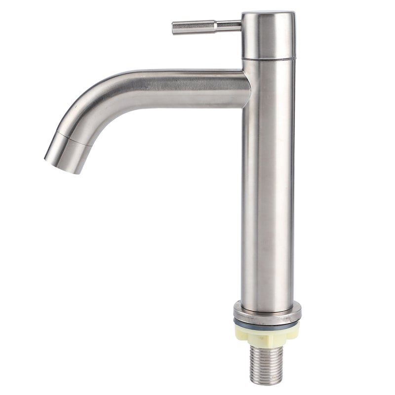 Single Cold Faucet: 304 Stainless Steel Brushed Finish - High Hardness Pressure Resistant, Ceramic Valve Core, Soft Splash-Proof Bubbler for Bathroom Kitchen Wash Basin Sink - Image 2