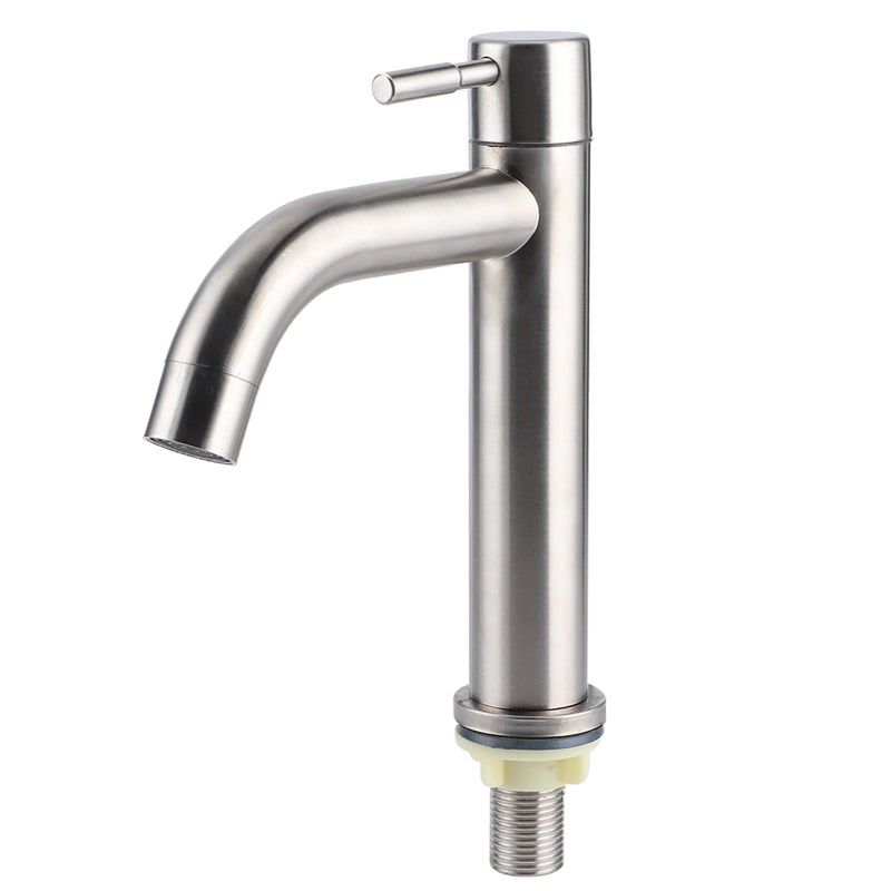 Single Cold Faucet: 304 Stainless Steel Brushed Finish - High Hardness Pressure Resistant, Ceramic Valve Core, Soft Splash-Proof Bubbler for Bathroom Kitchen Wash Basin Sink - Image 5