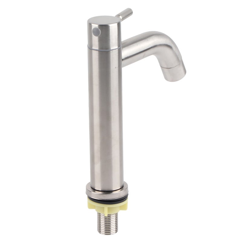 Single Cold Faucet: 304 Stainless Steel Brushed Finish - High Hardness Pressure Resistant, Ceramic Valve Core, Soft Splash-Proof Bubbler for Bathroom Kitchen Wash Basin Sink - Image 1