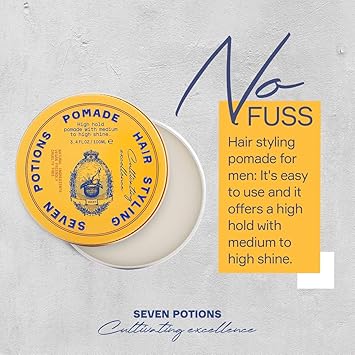 Seven Potions Mens Natural Pomade Natural WaterBased High Shine High Hold Hair Styling Product 100 Vegan Cruelty Free 100ml - Image 2
