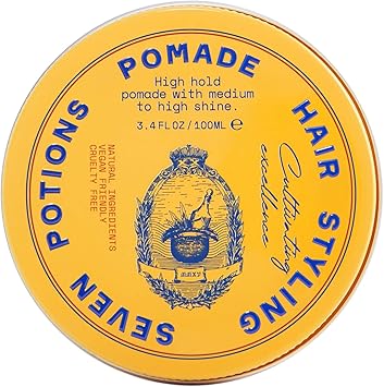 Seven Potions Mens Natural Pomade Natural WaterBased High Shine High Hold Hair Styling Product 100 Vegan Cruelty Free 100ml - Image 1