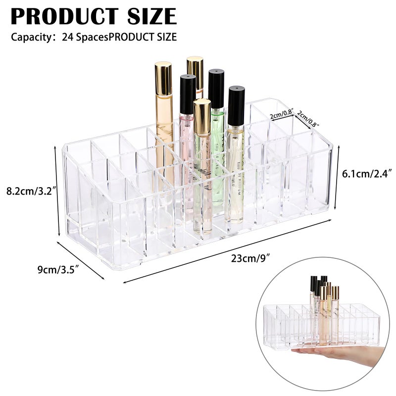 ELLDOO Rollerball Perfume Organizer, 24 Spaces Clear Acrylic Perfume Storage Holder Beauty Scent Holder, Makeup Lipgloss Lipstick Display Case - Image 2