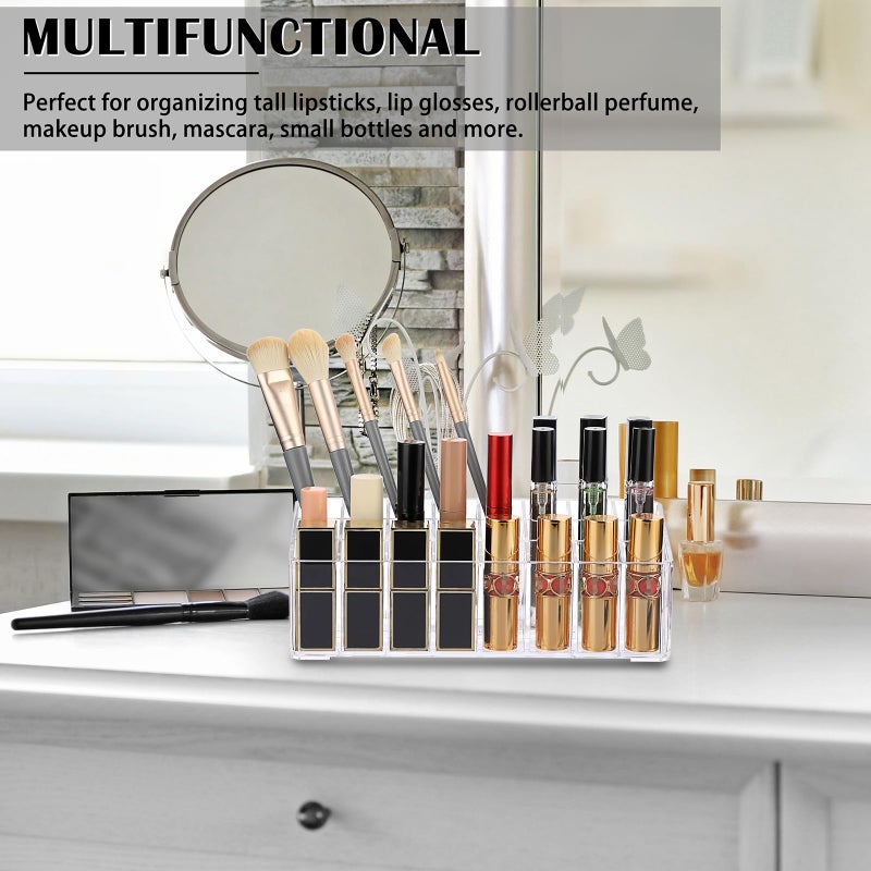 ELLDOO Rollerball Perfume Organizer, 24 Spaces Clear Acrylic Perfume Storage Holder Beauty Scent Holder, Makeup Lipgloss Lipstick Display Case - Image 5
