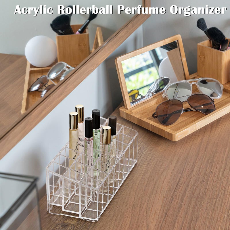 ELLDOO Rollerball Perfume Organizer, 24 Spaces Clear Acrylic Perfume Storage Holder Beauty Scent Holder, Makeup Lipgloss Lipstick Display Case - Image 3