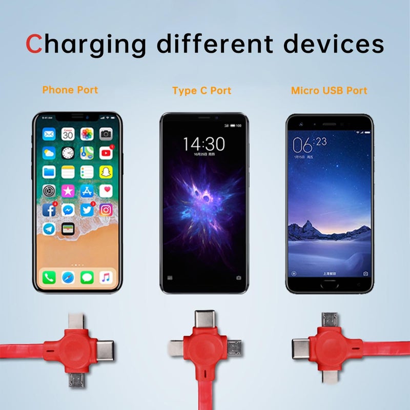 Gartmost 2 Pcs 3 in 1 Retractable Multi Fast Chargers Cable(3.28FT) with USB C/Micro USB/L and Phone Stand, Compatible with iPhone 17/16/15/14/13/12/11/10/9/8/Android/Tablet - Image 2