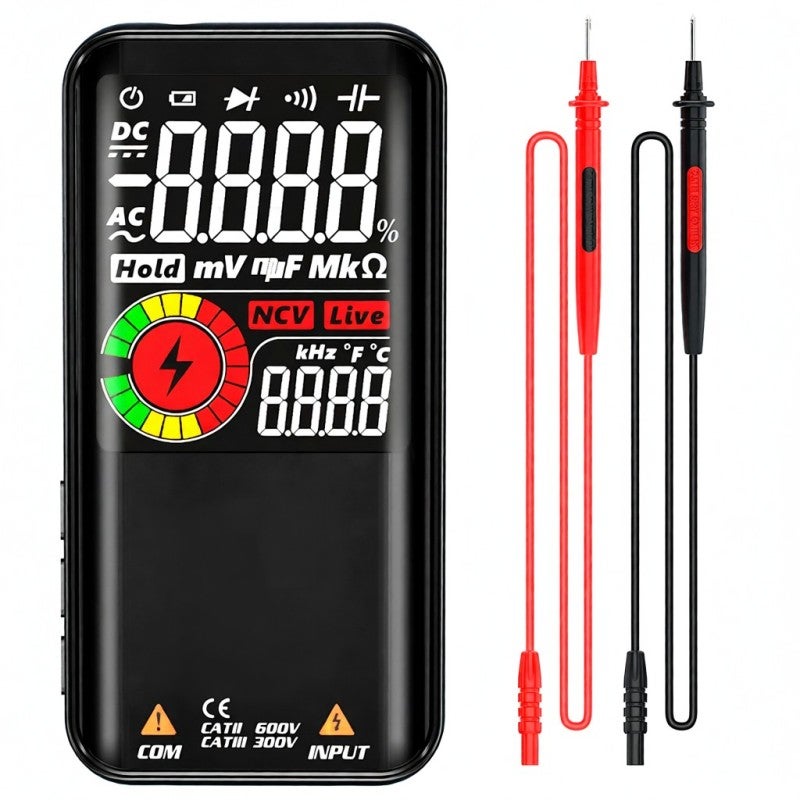 مقياس متعدد الوظائف شاشة عرض LCD سوداء بحجم 3.3 بوصة - مدارات قياس تلقائية وحماية من التحميل الزائد وعرض 3 نتائج للكهربائيين وصيانة الأجهزة الإلكترونية الذاتية في المنزل - Image 1