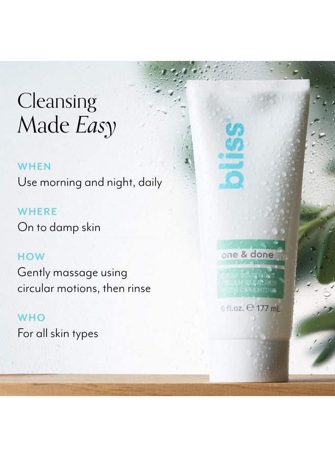Bliss One & Done Daily Cream Facial Cleanser With Ceramides - Moisturizing Face Wash For Dry Skin - Cleanses & Removes Makeup in 1 Step- Clean, Vegan, Cruelty-Free, 6 Fl Oz - Image 5
