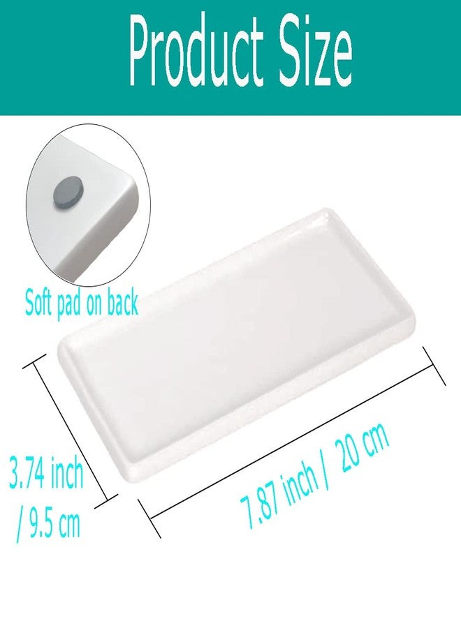 GlrYer Ceramic Soap Dispenser Tray for Kitchen and Bathroom, Modern and Farmhouse Rectangle Service Tray - White(1 Pc) - Image 2
