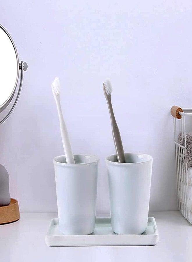 GlrYer Ceramic Soap Dispenser Tray for Kitchen and Bathroom, Modern and Farmhouse Rectangle Service Tray - White(1 Pc) - Image 5