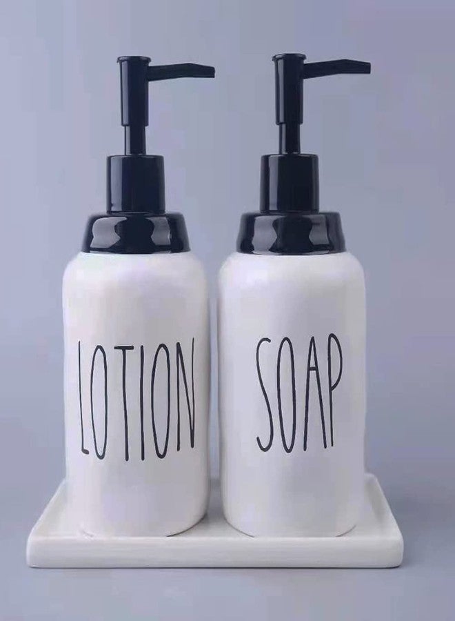 GlrYer Ceramic Soap Dispenser Tray for Kitchen and Bathroom, Modern and Farmhouse Rectangle Service Tray - White(1 Pc) - Image 3