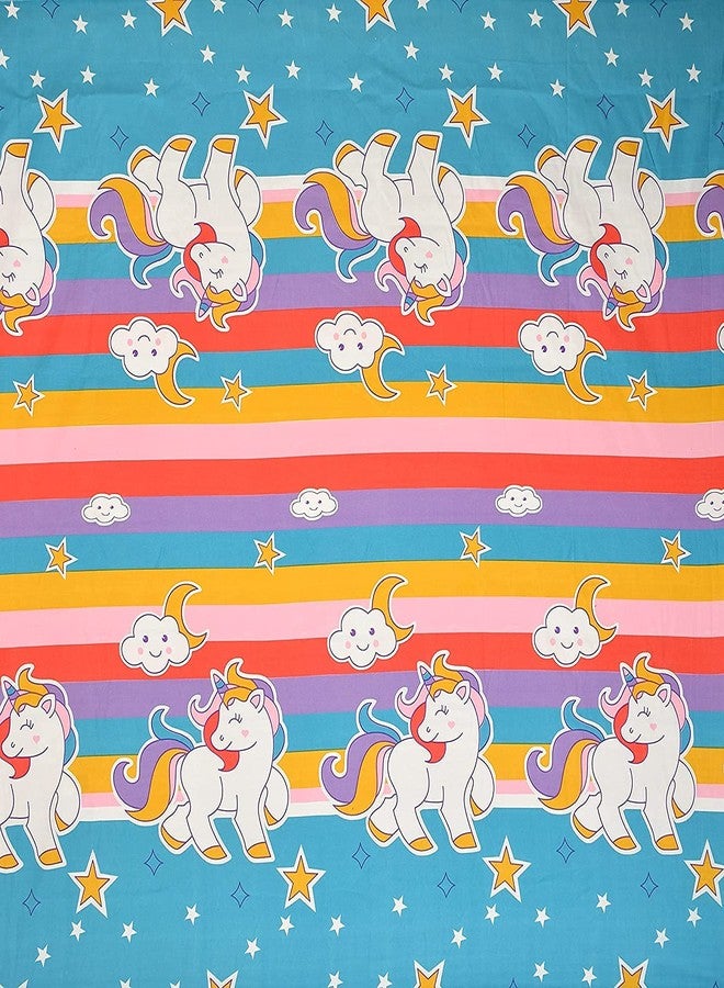 Blenzza Deco™ Glace Cotton Nursery Print Single Bed Reversible Kids Comforter Set(1 Single Bed Comforter,1 Single Bedsheet & 1 Pillow Cover, 180 TC) Star Moon Unicorn - Image 2