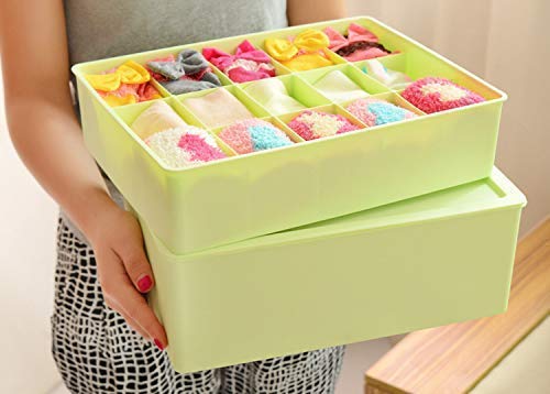 JOFIX 15 Grid Plastic Organizer Box Underwear Storage Box Plastic Bra Underwear Socks Storage Box with Lid Clothing Organizer - Image 3