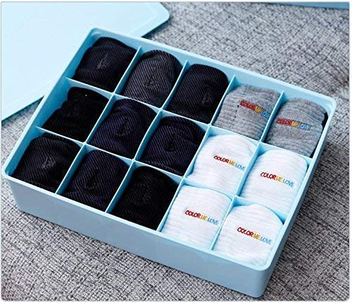 JOFIX 15 Grid Plastic Organizer Box Underwear Storage Box Plastic Bra Underwear Socks Storage Box with Lid Clothing Organizer - Image 5