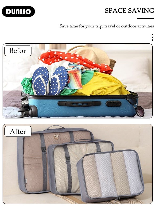 DUNISO 3 Piece Travel Organizer Bags for Luggage, Waterproof and Durable Travel Bags,  Packing Cubes for Travel,  Compression Cubes for Suitcases, Travel Bags  for Clothes, Toiletries, Clothing, Underwear  - Image 2