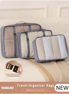 DUNISO 3 Piece Travel Organizer Bags for Luggage, Waterproof and Durable Travel Bags,  Packing Cubes for Travel,  Compression Cubes for Suitcases, Travel Bags  for Clothes, Toiletries, Clothing, Underwear  - Image 1