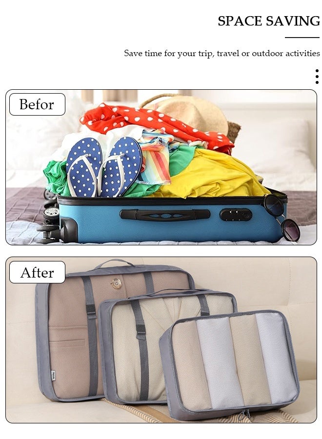 DUNISO 3 Piece Travel Organizer Bags for Luggage, Waterproof and Durable Travel Bags,  Packing Cubes for Travel,  Compression Cubes for Suitcases, Travel Bags  for Clothes, Toiletries, Clothing, Underwear - Image 3