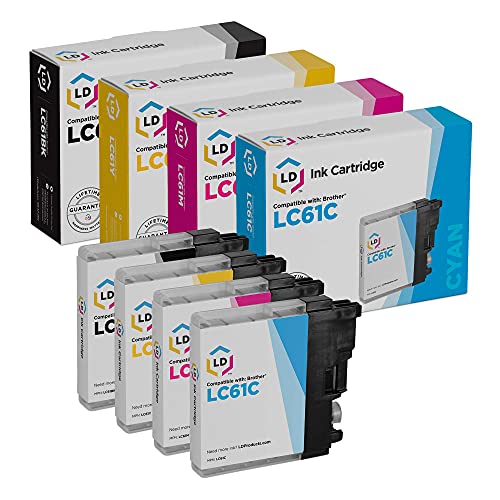 LD Products Compatible Ink Cartridge Replacement for Brother LC61 Series (Black, Cyan, Magenta, Yellow, 4-Pack) Compatible with Brother DCP-165c DCP-585CW DCP-375CW DCP-385CW DCP-J125 DCP-395CN - Image 1