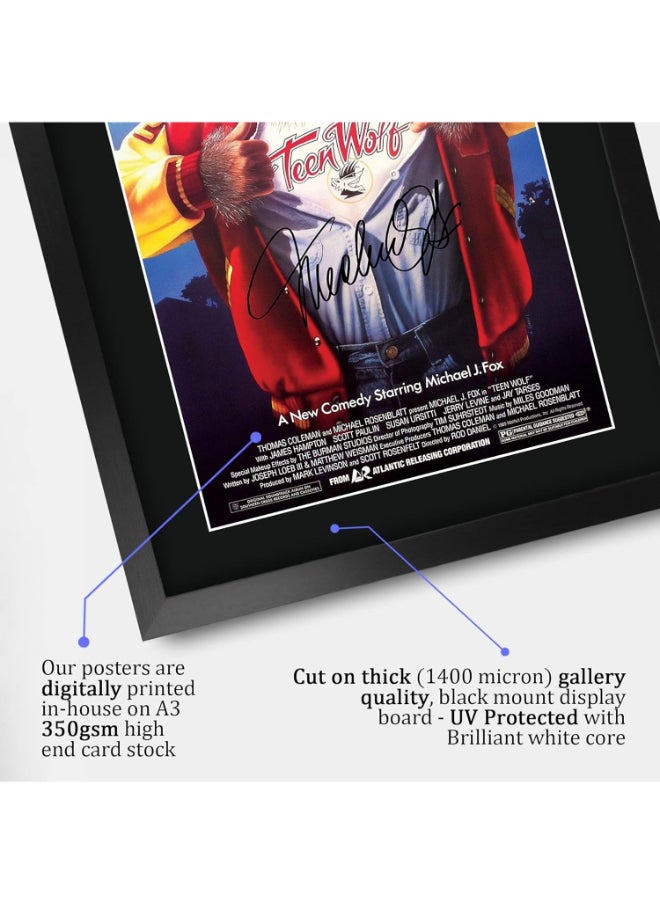 HWC Trading HWC Trading Teen Wolf Michael J Fox 16 x 12 inch Framed Gifts Printed Poster Signed Autograph Picture for Movie Memorabilia Fans - 16" x 12" Framed  - Image 4