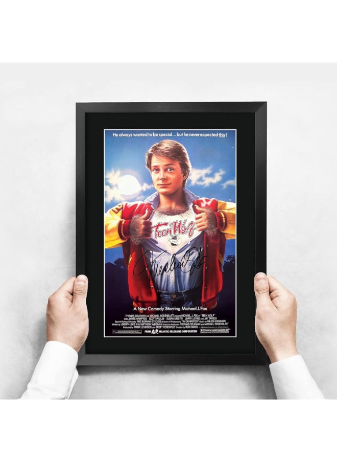 HWC Trading HWC Trading Teen Wolf Michael J Fox 16 x 12 inch Framed Gifts Printed Poster Signed Autograph Picture for Movie Memorabilia Fans - 16" x 12" Framed  - Image 3