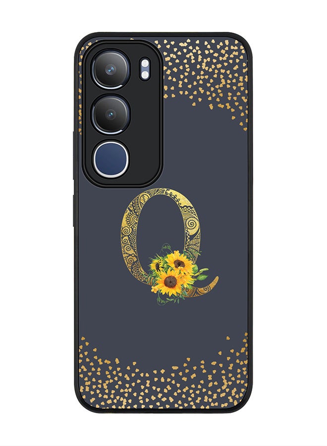Stylizedd For vivo Y19s / Y19s Pro Case,Slim fit Camera Protection, Shockproof Thin Phone cover  - Custom Floral Monogram - Q  (Grey )