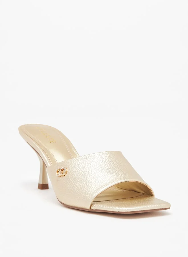 Celeste Women's Logo Accent Sandals with Kitten Heels