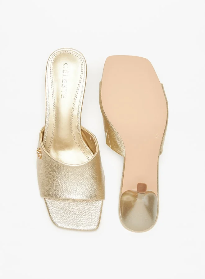 Celeste Women's Logo Accent Sandals with Kitten Heels