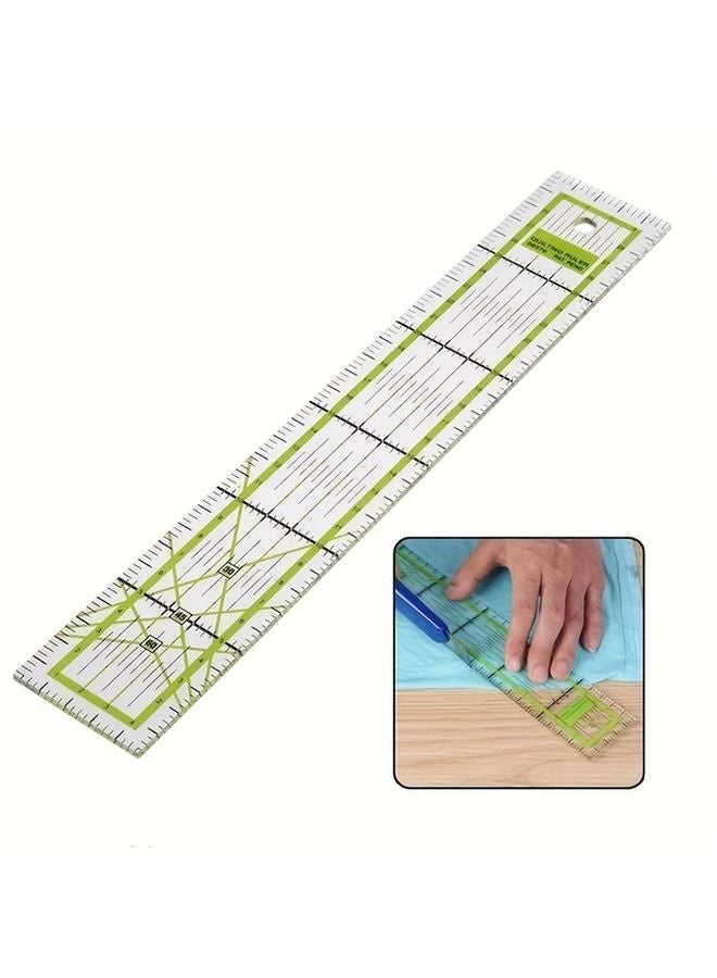 مسطرة الخياطة الشفافة السميكة من الأكريليك 1 قطعة 97 × 11.81 بوصة لصناعة اللحف والحرف اليدوية - Image 2