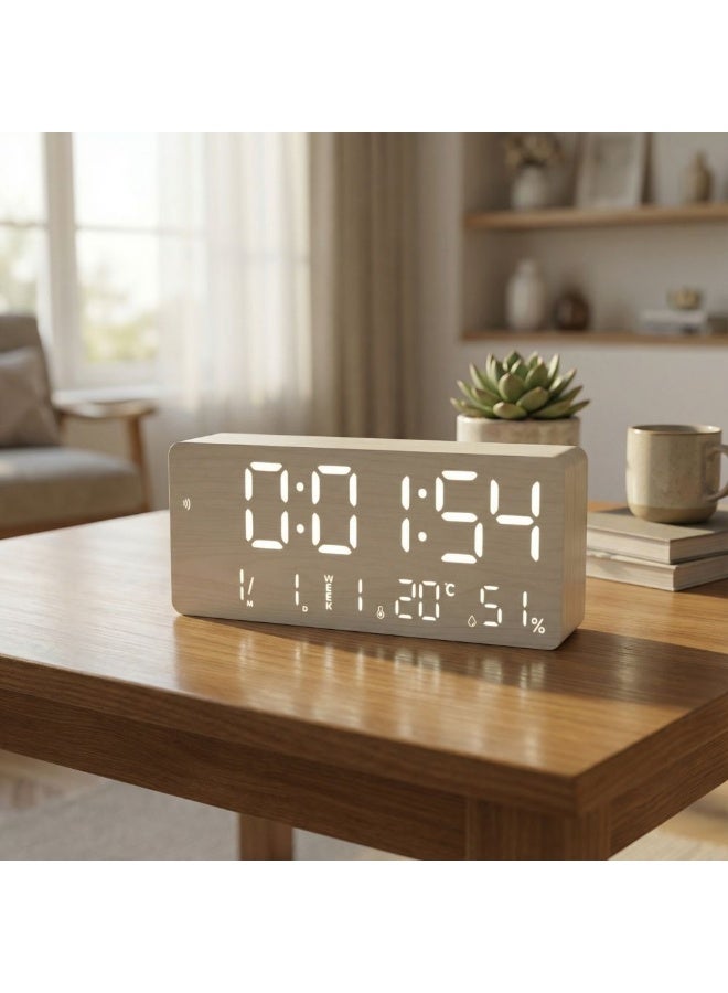 دانوب هوم Lumet Digital Clock 34 x 13.5 x 2.3cm-White, ABS with Glass, Wall Clock For Home Styling, For Home Styling, Tabletop Display And Interior Ambience - Image 1