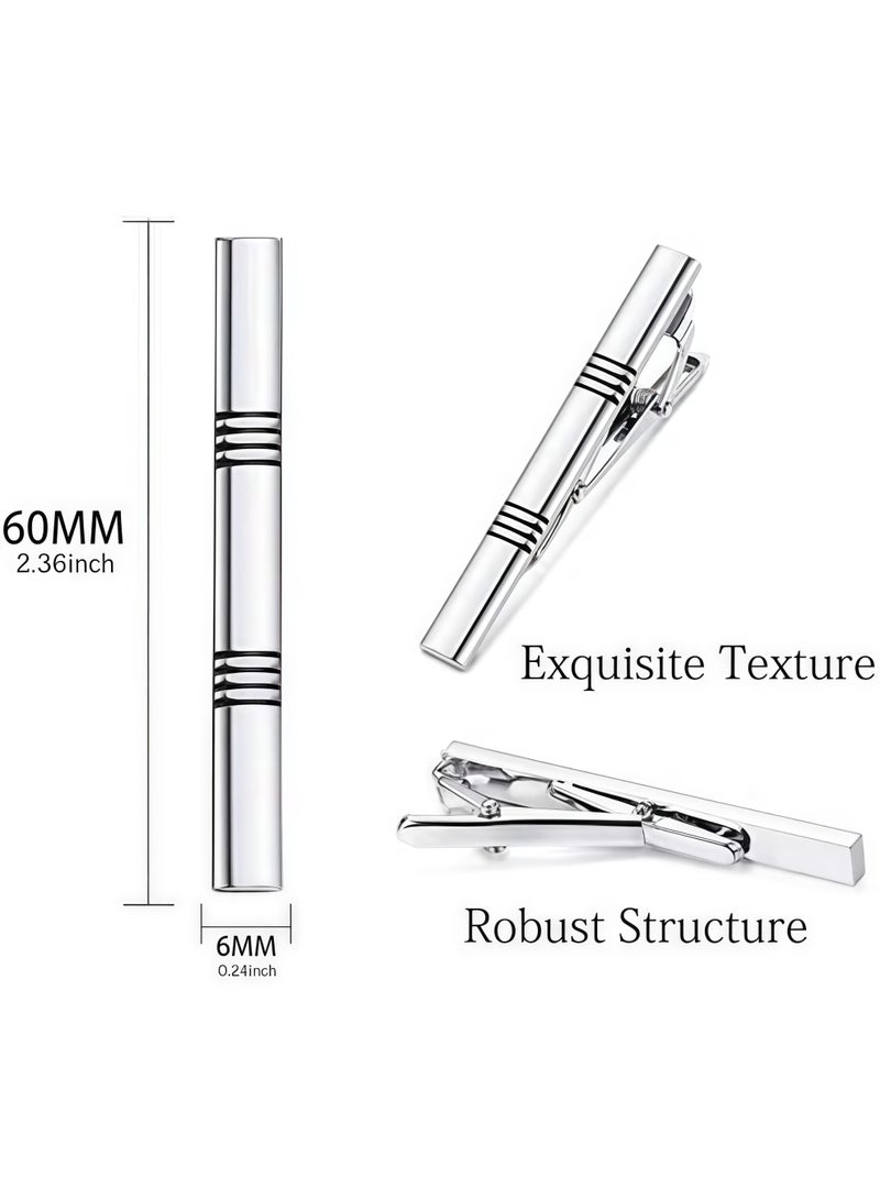 10 Pieces Tie Clips Set for Men Clip Black Silver - Tone Gold Tone Wedding Business with Gift Box - Image 2