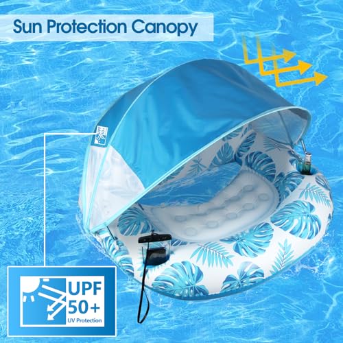 COOLCOOLDEE New Upgraded Pool Chair Float with Shade,XL Pool Floats for Adults Heavy Duty,Inflatable Pool Chair Lounge Float with Cup Holder & Backrest for Pool,Lake,Beach - Image 2