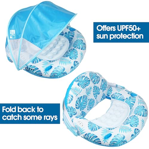 COOLCOOLDEE New Upgraded Pool Chair Float with Shade,XL Pool Floats for Adults Heavy Duty,Inflatable Pool Chair Lounge Float with Cup Holder & Backrest for Pool,Lake,Beach - Image 5