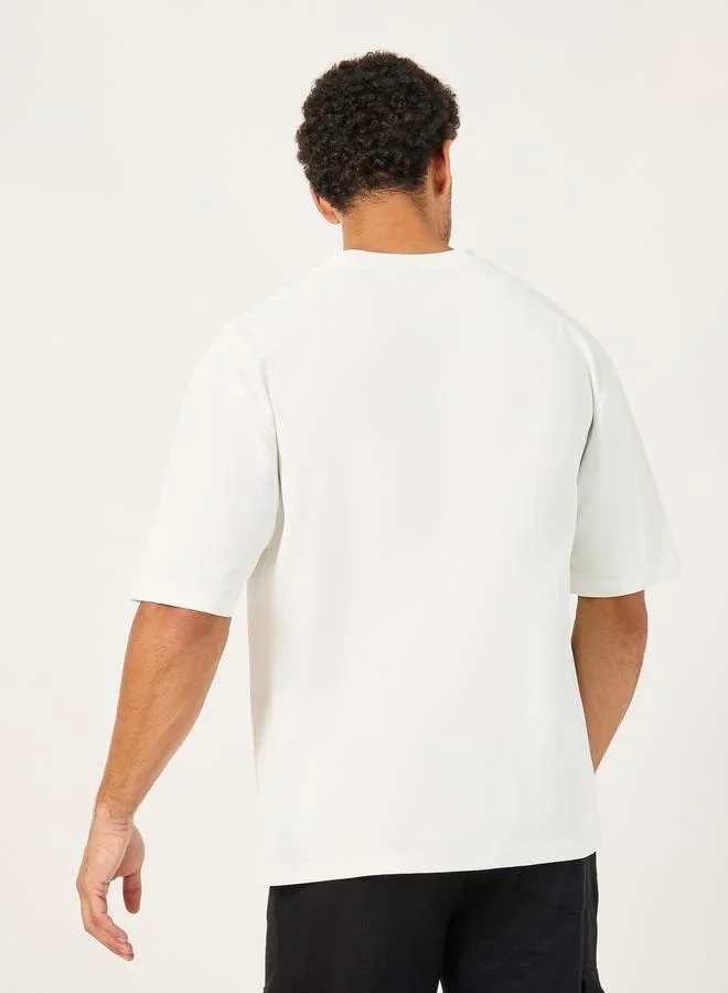 Styli Styli Minimal Athleisure Print Micro Pique T-Shirt