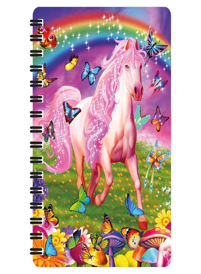 3D LiveLife Jotter - Pink Pony Dazzle from Deluxebase. Spiral Bound A6 5.5x4in Small Notebook with 80 Plain Recycled Pages. Pocket Sized Animal Notepad, Journal or Drawing Book with Horse Cover - Image 1