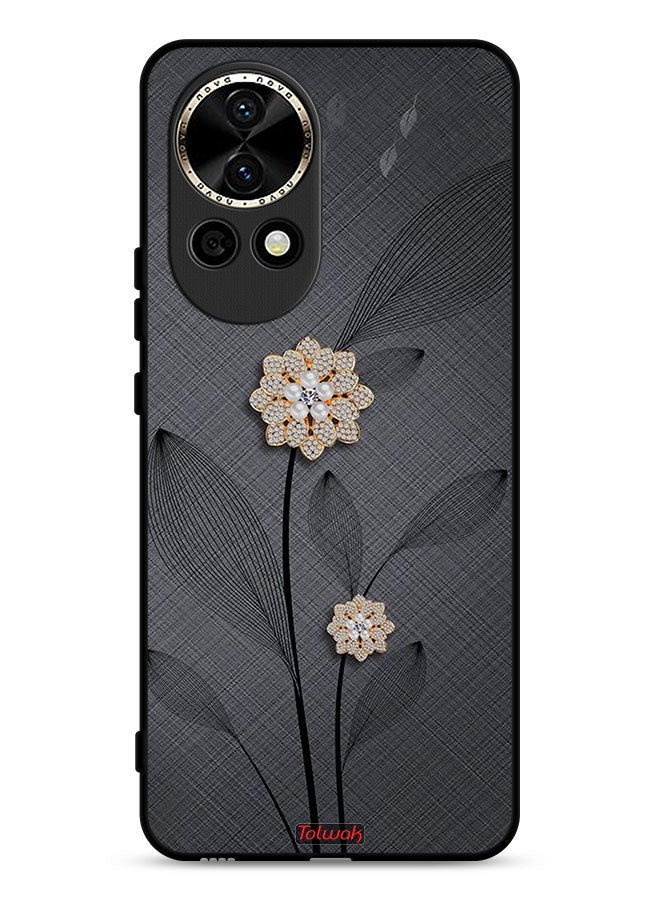 Tolwak غطاء حماية لهاتف هواوي نوفا 13 5G مزين بفن الأزهار الماسية - Image 1