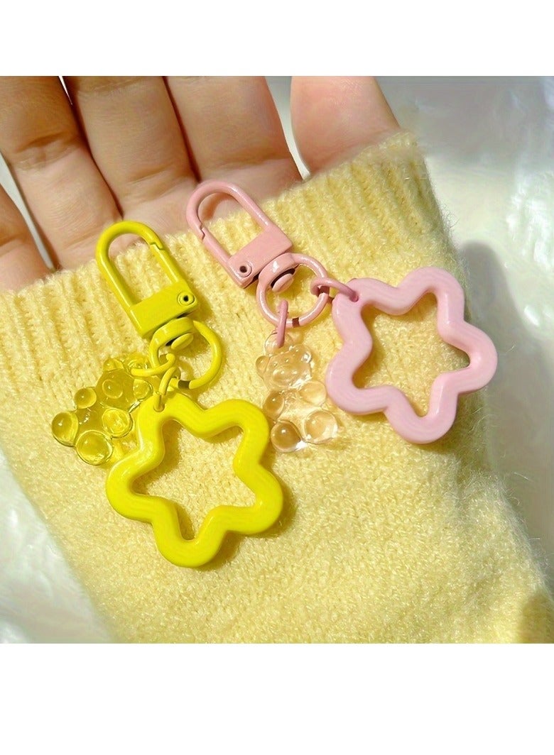 Generic 8pcs Set Of Colorful Bear Keychains With Star Charms - Acrylic Resin Pendants For Party Favors, Phone Accessories & Gifts Ring Bearer Gifts Items  - Image 2