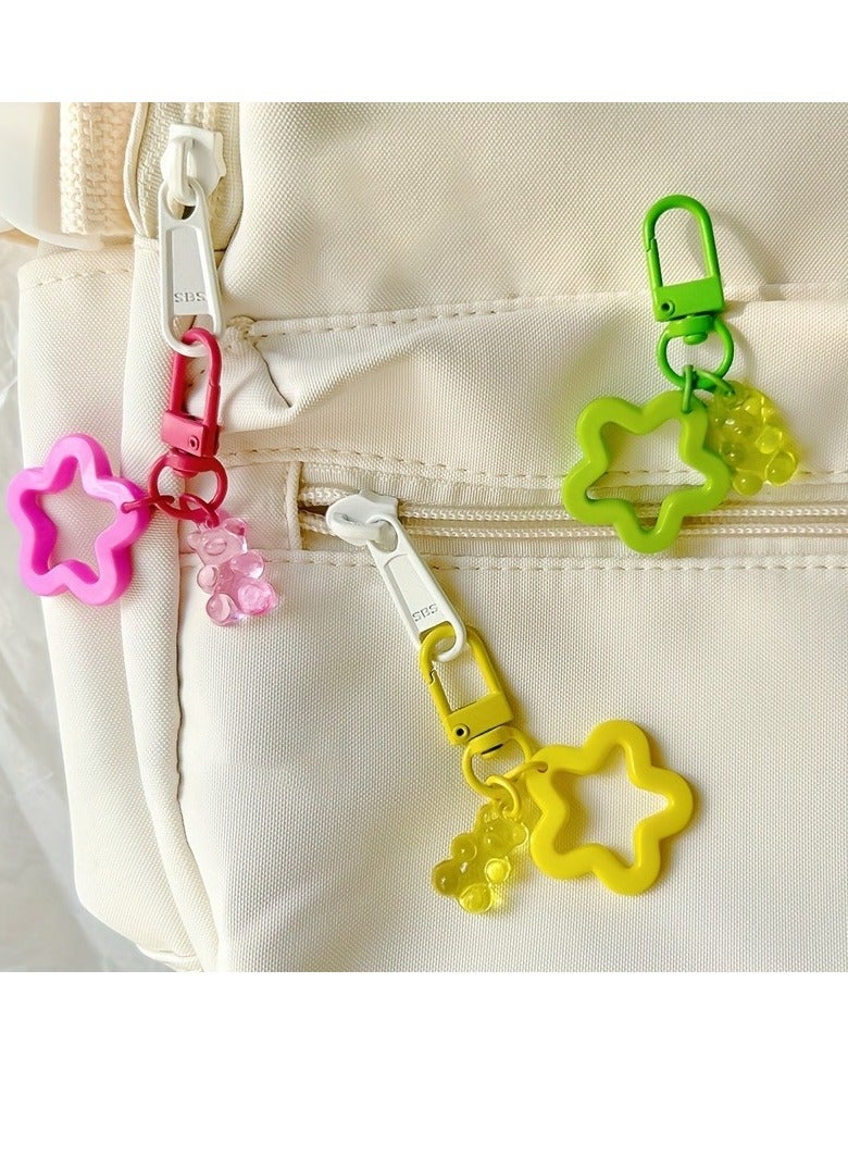 Generic 8pcs Set Of Colorful Bear Keychains With Star Charms - Acrylic Resin Pendants For Party Favors, Phone Accessories & Gifts Ring Bearer Gifts Items  - Image 3
