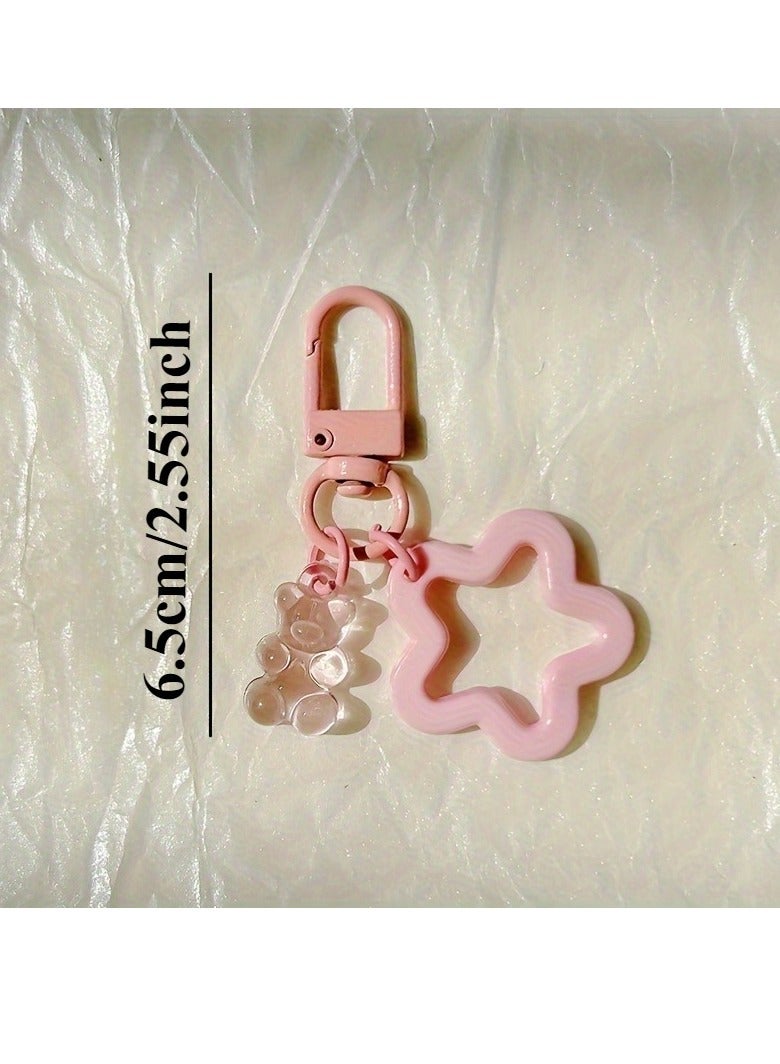 Generic 8pcs Set Of Colorful Bear Keychains With Star Charms - Acrylic Resin Pendants For Party Favors, Phone Accessories & Gifts Ring Bearer Gifts Items  - Image 4