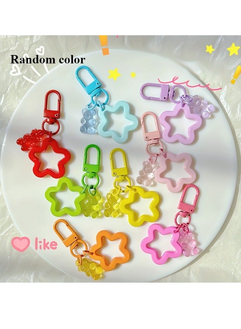 Generic 8pcs Set Of Colorful Bear Keychains With Star Charms - Acrylic Resin Pendants For Party Favors, Phone Accessories & Gifts Ring Bearer Gifts Items  - Image 5