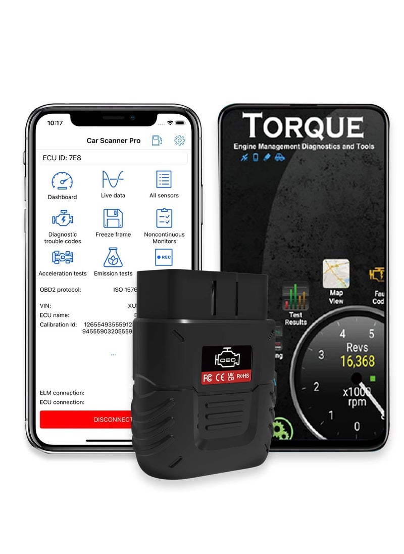 SYOSI Bluetooth Car Scanner, Auto Diagnostic Scan Tool Car Fault Code Reader SinoTrack OBD2 Car Fault Reader Wireless Car Code Reader for iOS & Android Compatible with OBDII Protocol Vehicle Bluetooth 4.2  - Image 1