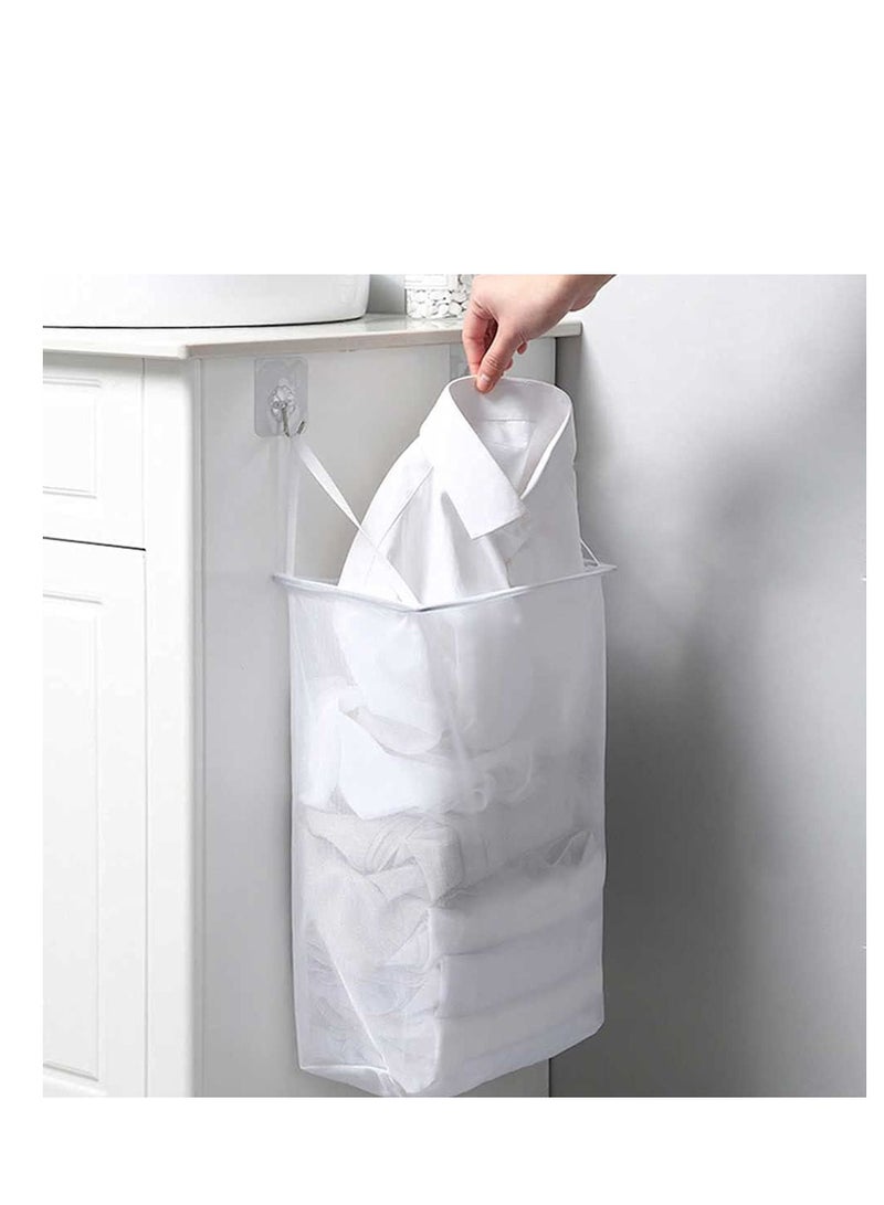 Y&D Mesh Hanging Laundry Hamper Bag, Wall-Mounted Dirty Clothes Basket, Paste, Bathroom Storage Open Case, Basket Box Bins  - Image 4