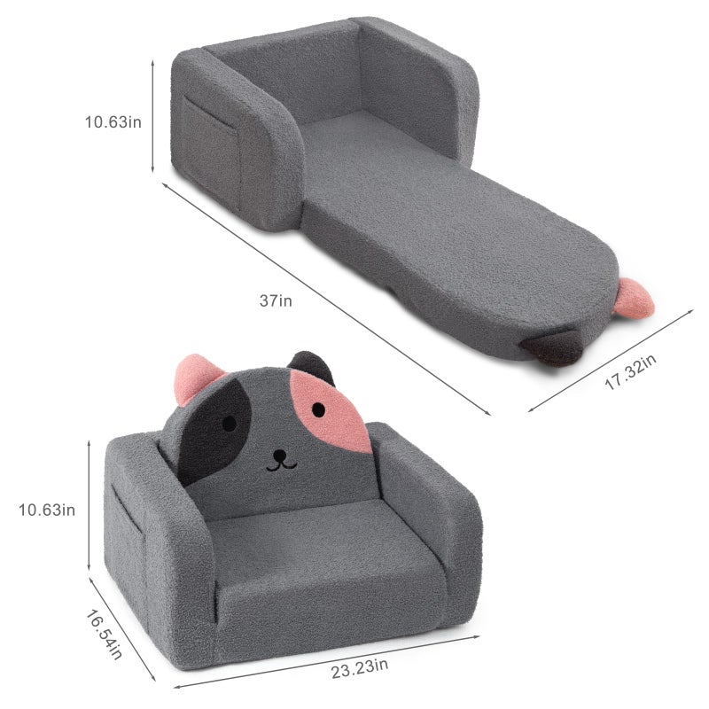 snow mini Toddler Chair for Kids, 2-in-1 Comfy Toddler Couch Fold Out, Convertible Baby Sofa to Lounger for Boys & Girls 1-3 Years Old, Dog - Image 2