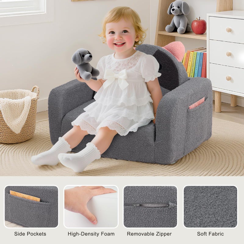 snow mini Toddler Chair for Kids, 2-in-1 Comfy Toddler Couch Fold Out, Convertible Baby Sofa to Lounger for Boys & Girls 1-3 Years Old, Dog - Image 5