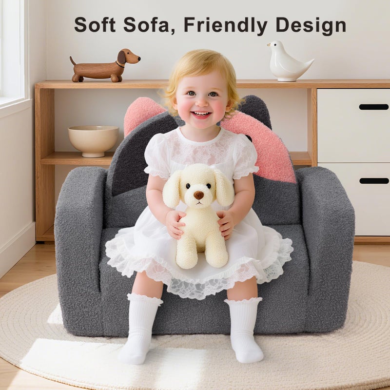 snow mini Toddler Chair for Kids, 2-in-1 Comfy Toddler Couch Fold Out, Convertible Baby Sofa to Lounger for Boys & Girls 1-3 Years Old, Dog - Image 3