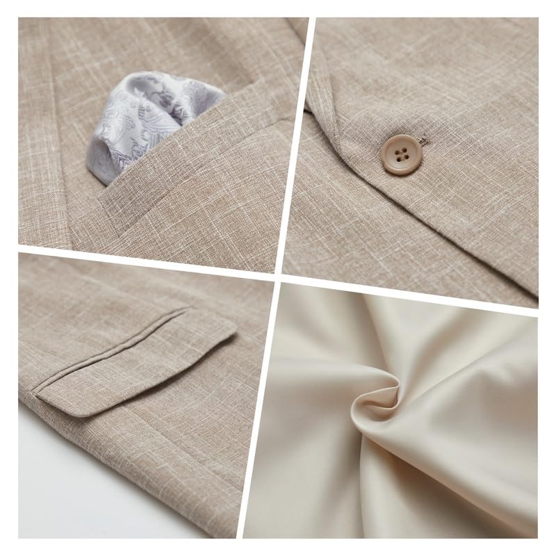 MAGE MALE Men's Slim Fit Blazer Jackets Suit One Button Lightweight Sport Coats Casual Blazer Khaki - Image 4