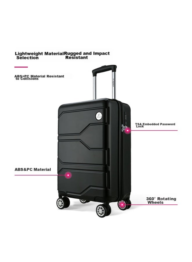 الدبلوماسي Diplomat Foreign Official Business حقيبة سفر دوارة، أمتعة سفر، حقيبة بقفل ت組合 TSA، TC-6902، أسود، 20 بوصة - Image 1