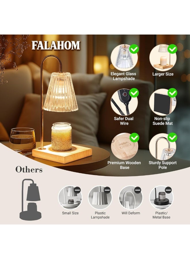 FALAHOM مصباح تدفئة الشموع FALAHOM مزود بمؤقت ومخفت إضاءة، مصباح تدفئة الشموع قابل للتعتيم مزود بمصباحين لشموع الجرار، مصباح تدفئة شموع عتيق بلون العنبر لطاولة السرير الجانبية لتزيين غرفة المنزل - Image 2
